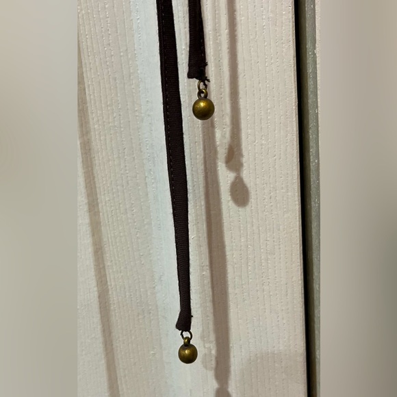 INC Petite M…chocolate brown long sleeved top. Copper bead and sequin neckline. - Picture 14 of 15